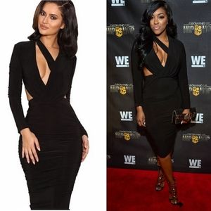 House of CB Elegant Black Cut-Out Midi Dress